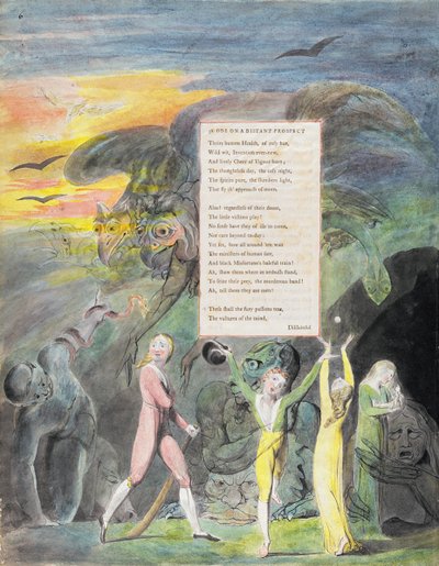 قصيدة عن منظور بعيد من كلية إيتون ، من "قصائد توماس غراي" ، نُشرت في 1797-98 (مرحاض وحبر أسود على ورق) بواسطة وليام بليك